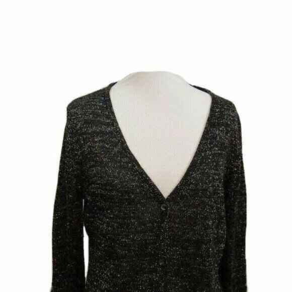 Moda International Black Sparkle Cardigan Top M - Picture 3 of 5